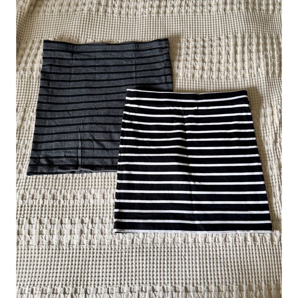 Forever 21 Striped Bodycon Mini Skirt Set Small/Medium Black White Gray 2010s